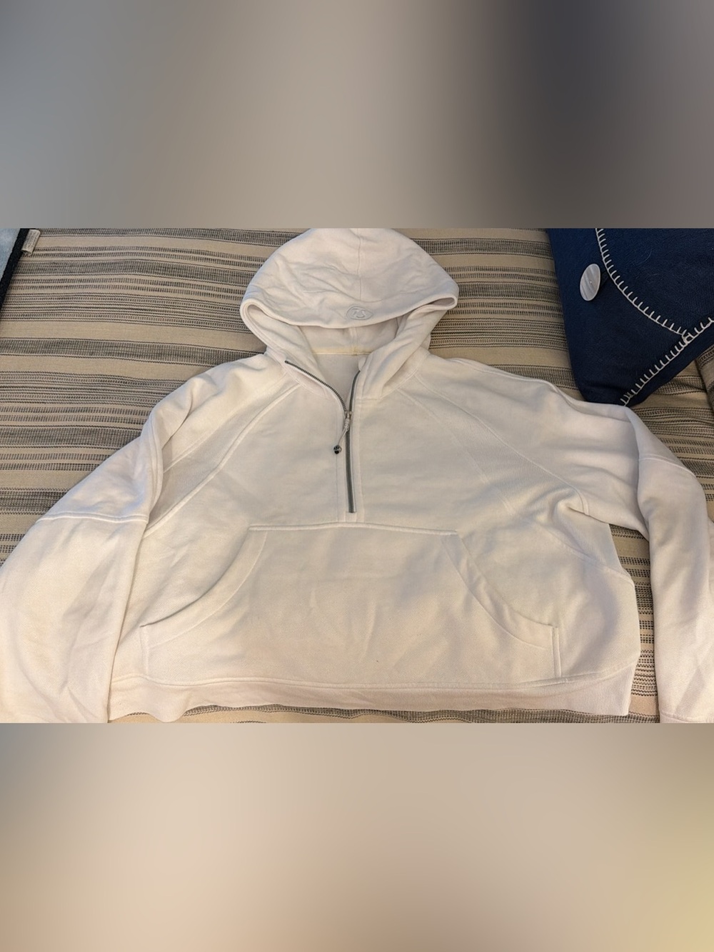 Lululemon White Half-Zip Hooded Sweater